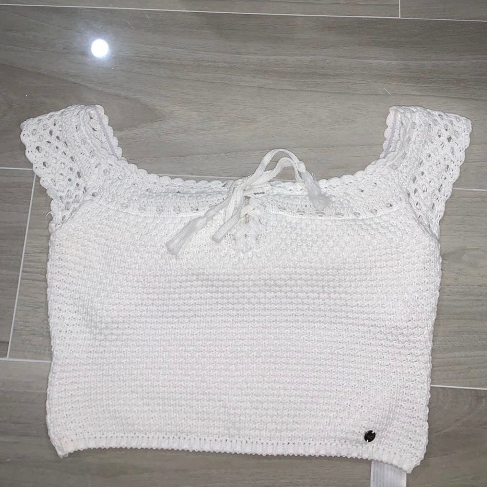 Hollister off the shoulder crochet top